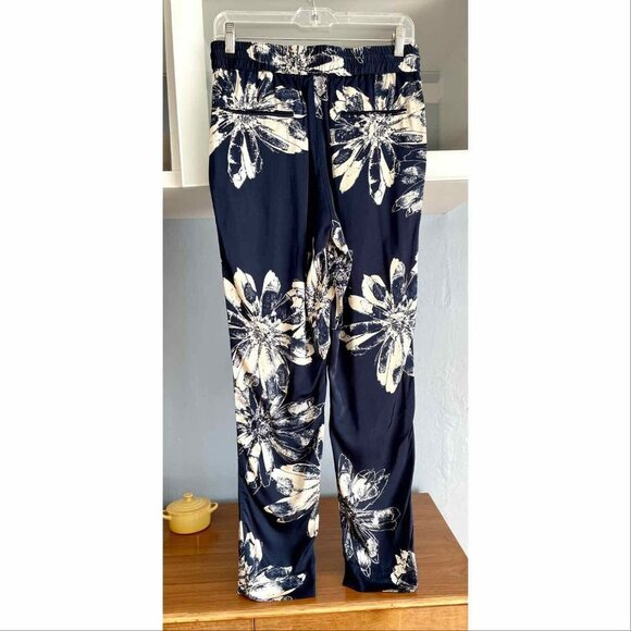 Donna Karen Floral Print Crepe De Chine Track Pant - Picture 3 of 6